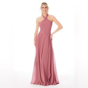 Morilee dusty rose pink formal chiffon dress
